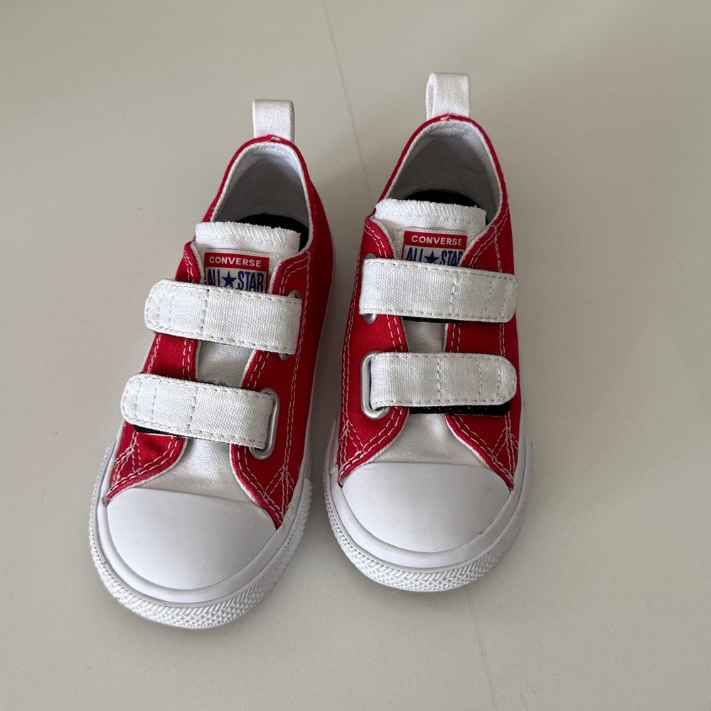Converse Kids' Red and White Velcro Sneakers 9c